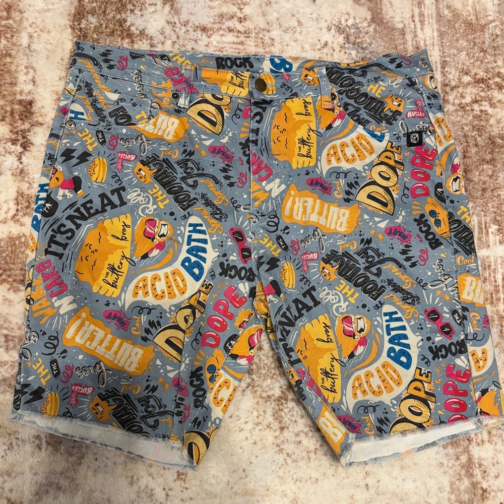 Born Primitive / The Buttery Bros Men's Spellout Party Jorts Size XXL